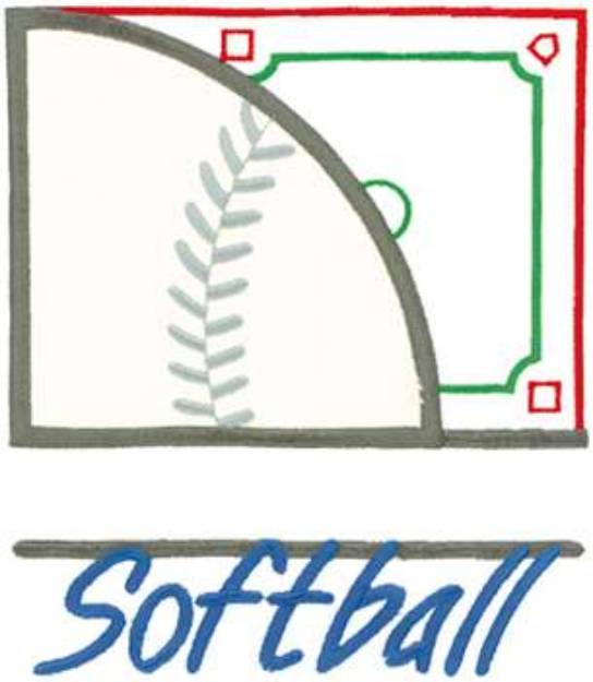 Picture of Softball Applique Machine Embroidery Design