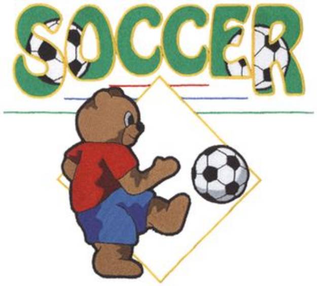 Picture of Soccer Bear Machine Embroidery Design