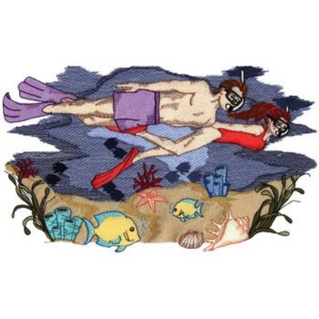 Picture of Snorkelers Machine Embroidery Design