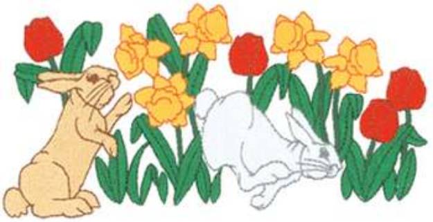 Picture of Bunnies & Flowers Machine Embroidery Design