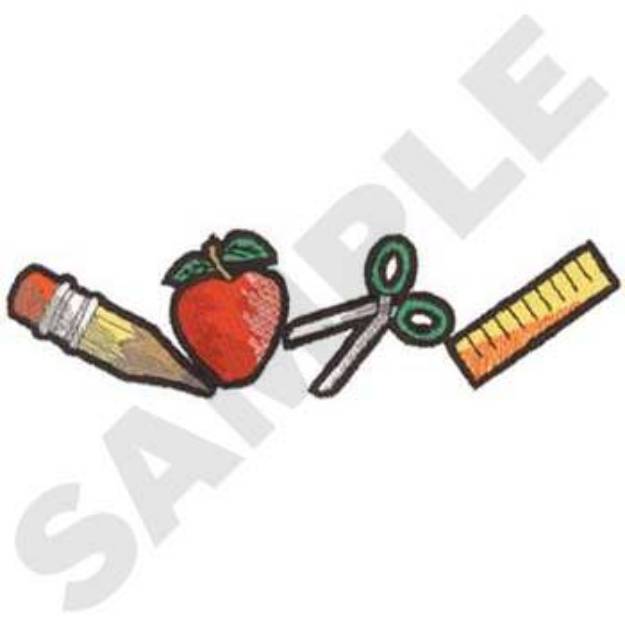 Picture of School Items Machine Embroidery Design