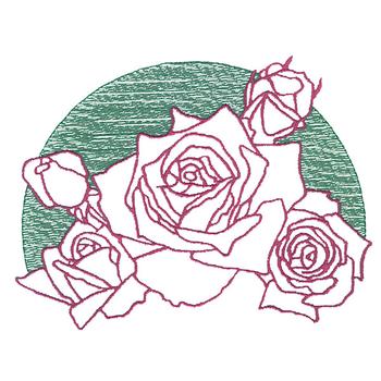Large Rose Scene Machine Embroidery Design