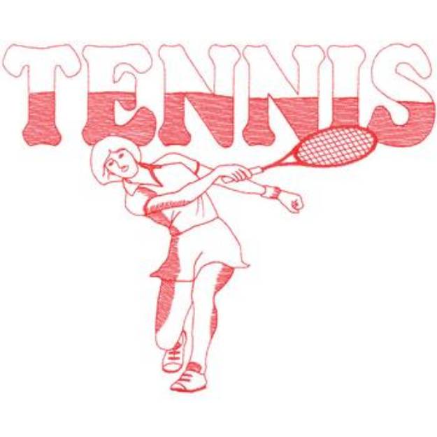 Picture of Large Female Tennis Machine Embroidery Design