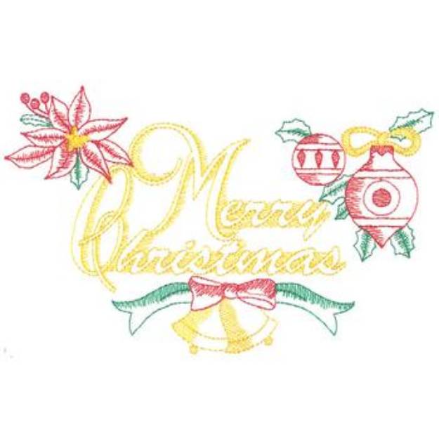 Picture of Large Merry Christmas Machine Embroidery Design