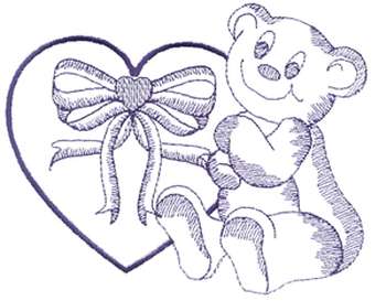 Large Bear With Heart Machine Embroidery Design