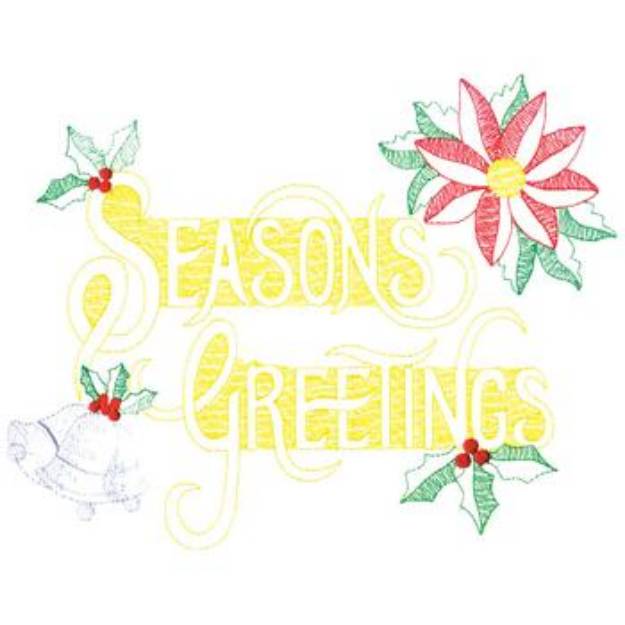 Picture of Large Seasons Greetings Machine Embroidery Design