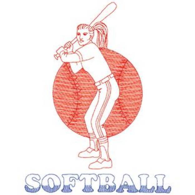 Picture of Large Softball Machine Embroidery Design