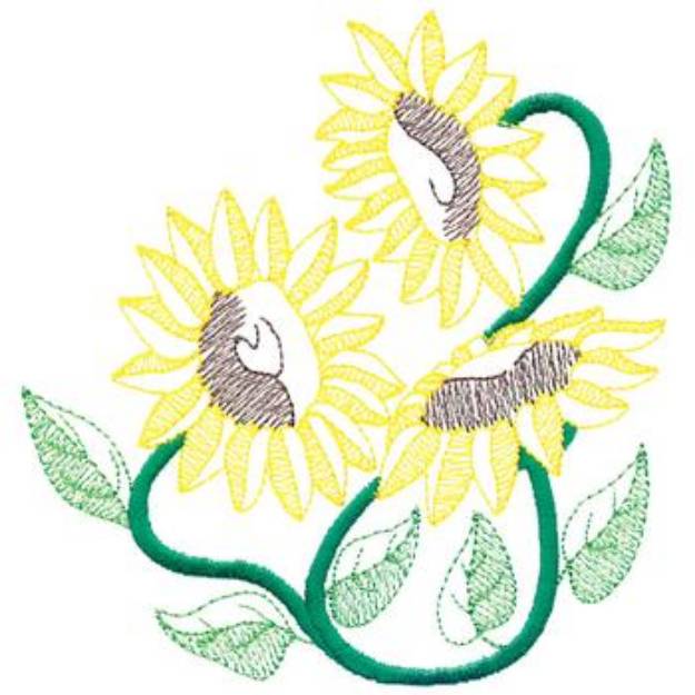 Picture of Large Sunflower Machine Embroidery Design