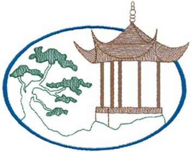 Picture of Small Pagoda Machine Embroidery Design