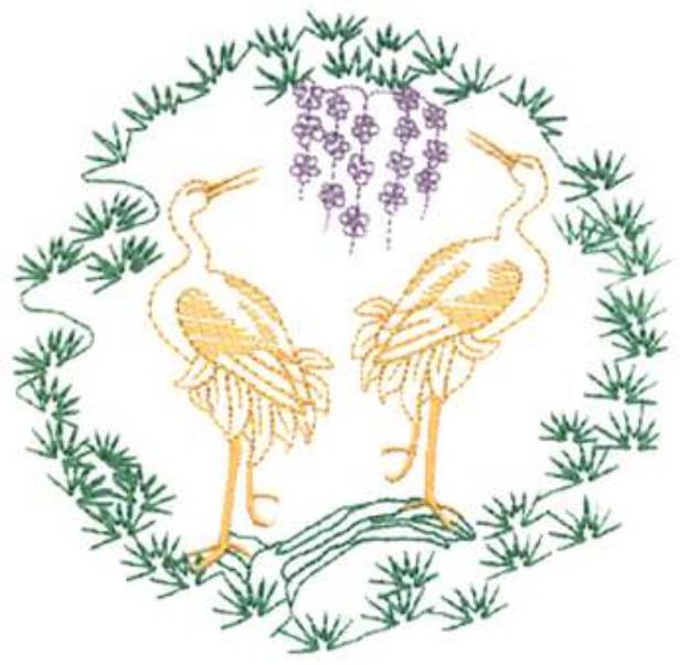 Picture of Small Crane Scene Machine Embroidery Design