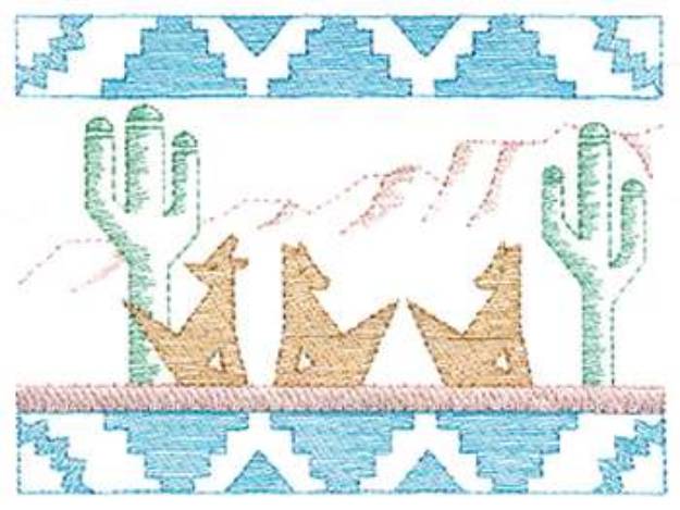 Picture of Small Coyote Scene Machine Embroidery Design