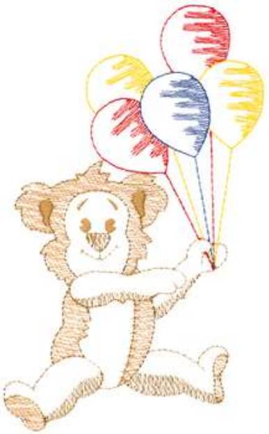 Picture of Small Bear & Balloons Machine Embroidery Design