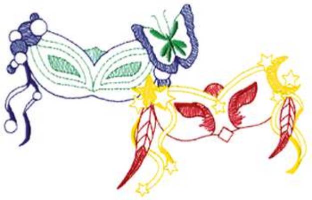 Picture of Small Mardi Gras Masks Machine Embroidery Design