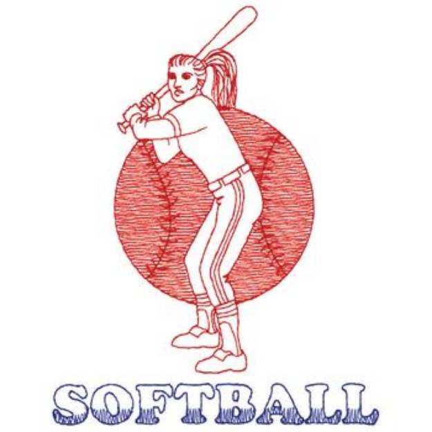 Picture of Small Softball Machine Embroidery Design