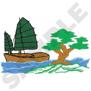 Junk Boat Machine Embroidery Design