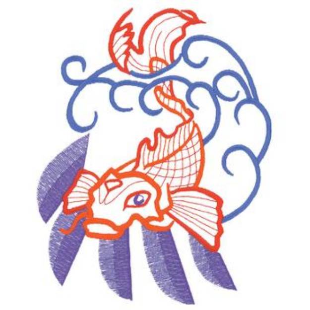 Picture of Large Oriental Fish Machine Embroidery Design