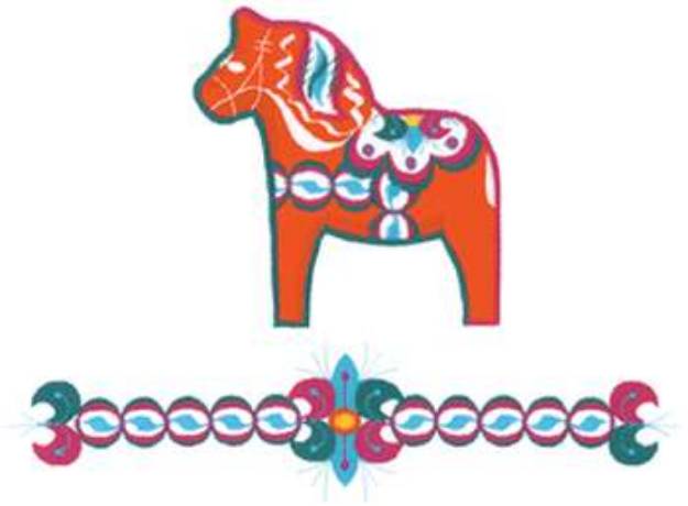 Picture of Dalarna Horse & Border Machine Embroidery Design