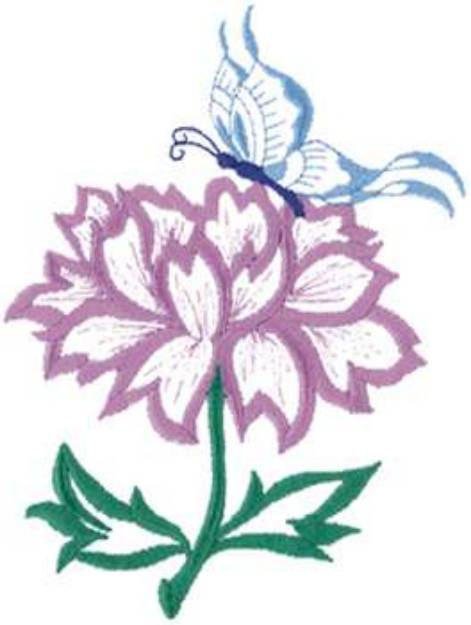 Picture of Peony & Butterfly Machine Embroidery Design