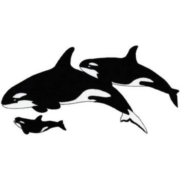 Picture of Large Killer Whales Machine Embroidery Design