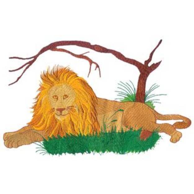 Picture of Lion Scene Machine Embroidery Design