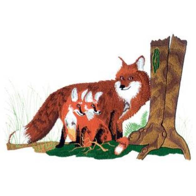 Picture of Fox Scene Machine Embroidery Design