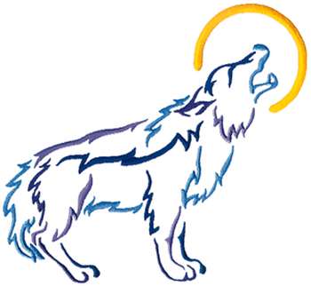 Large Howling Wolf Machine Embroidery Design