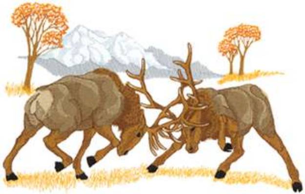 Picture of Fighting Elk Machine Embroidery Design