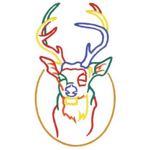 Picture of Large Deerhead Outline Machine Embroidery Design