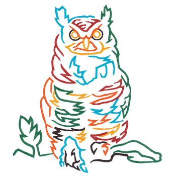 Large Owl Outline Machine Embroidery Design