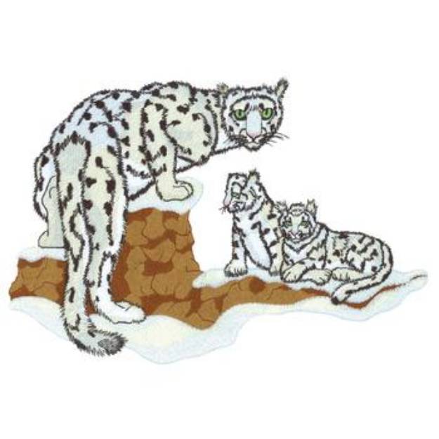 Picture of Snow Leopard Scene Machine Embroidery Design