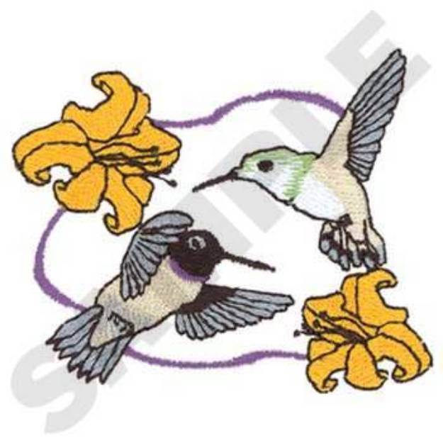 Picture of Two Hummingbirds Machine Embroidery Design