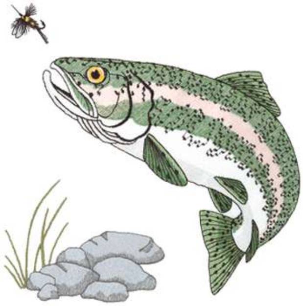 Picture of Large  Rainbow Trout Machine Embroidery Design