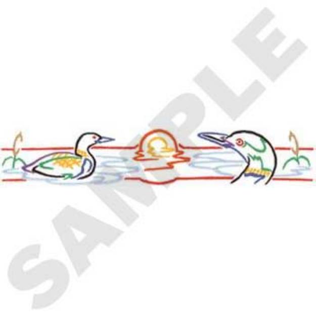 Picture of Loon Scene Outline Machine Embroidery Design