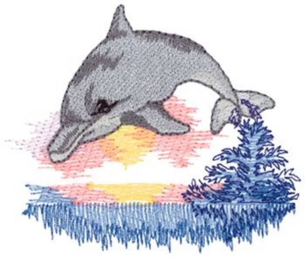 Picture of Dolphin Scene Machine Embroidery Design