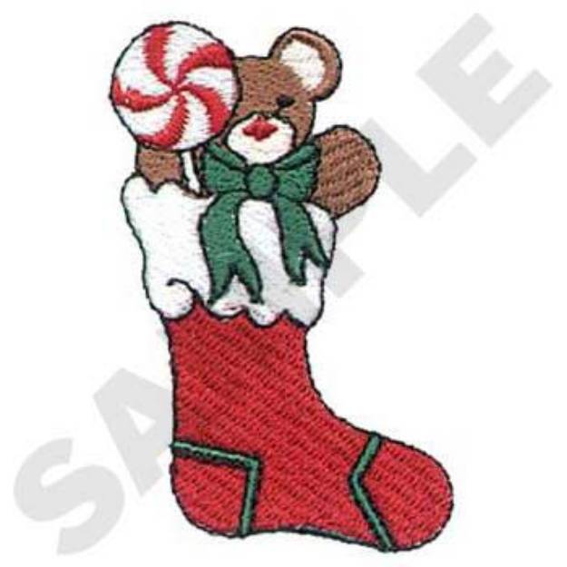 Picture of Bear In Stocking Machine Embroidery Design