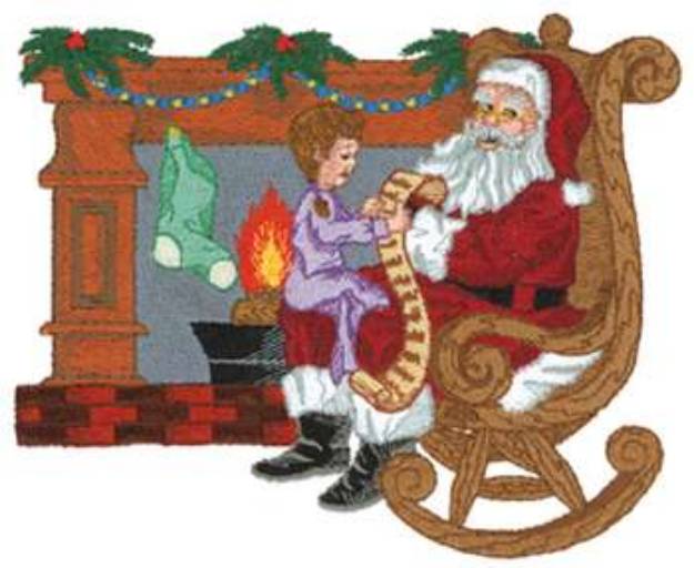 Picture of Santa & Girl Scene Machine Embroidery Design