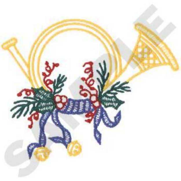 Picture of French Horn Machine Embroidery Design