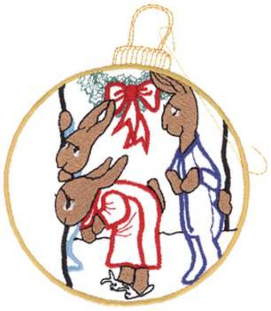 Picture of Christmas Rabbits Machine Embroidery Design