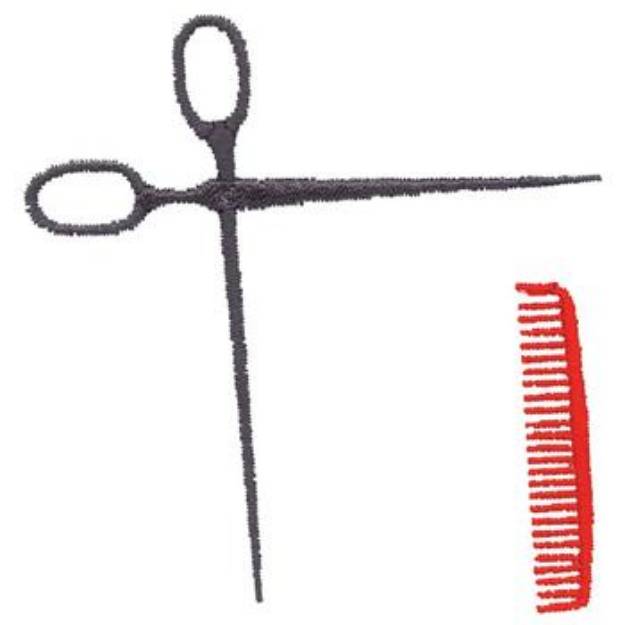 Picture of Scissors & Comb Machine Embroidery Design