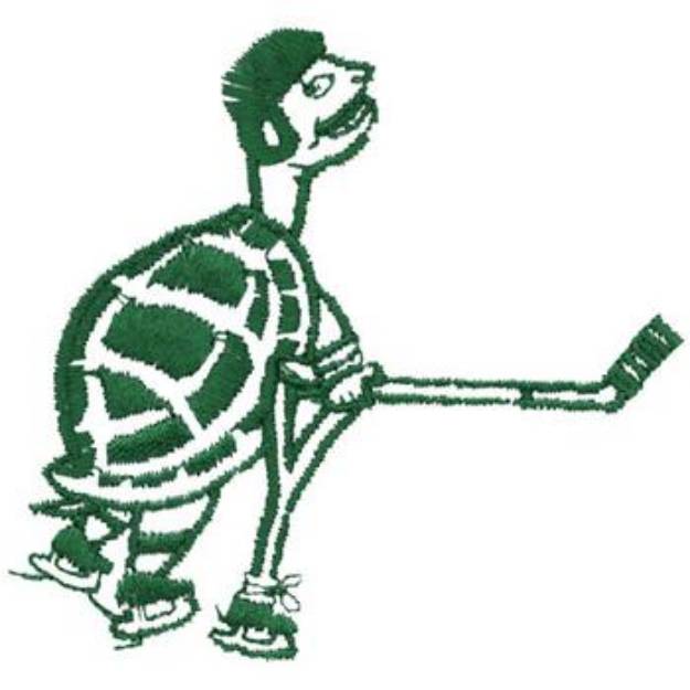 Picture of Turtle Playing Hockey Machine Embroidery Design