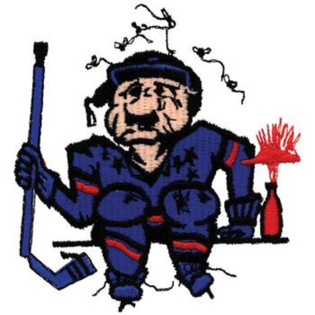 Picture of Worn Out Hockey Player Machine Embroidery Design