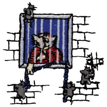 Cat In Jail Machine Embroidery Design
