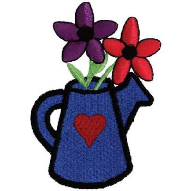 Picture of Watering Can Bouquet Machine Embroidery Design