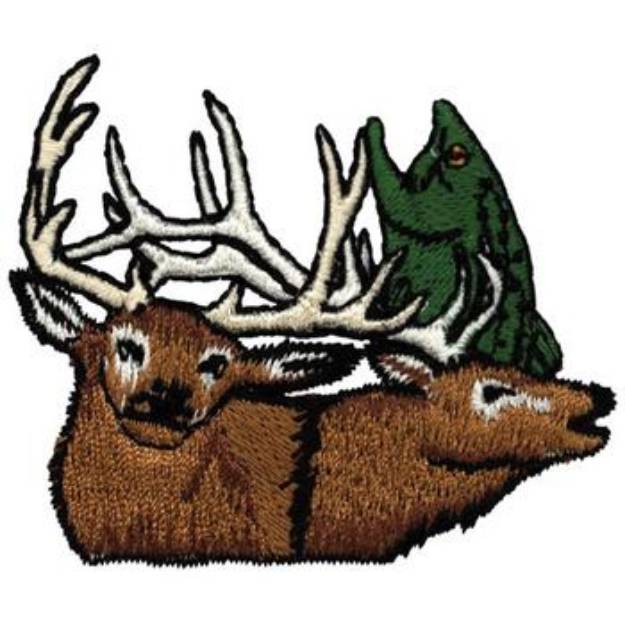 Picture of Deer & Fish Logo Machine Embroidery Design