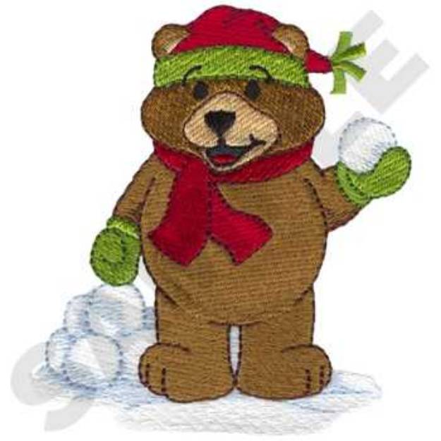 Picture of Bear And Snowballs Machine Embroidery Design