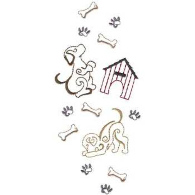 Picture of Dog Outline Border Machine Embroidery Design