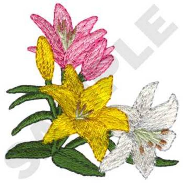 Picture of Lily Corner Machine Embroidery Design