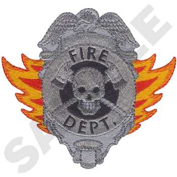 Skull Fire Badge Machine Embroidery Design