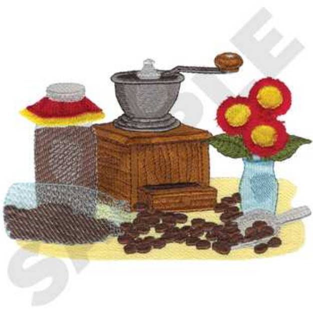 Picture of Fringe Coffee Grinder Machine Embroidery Design