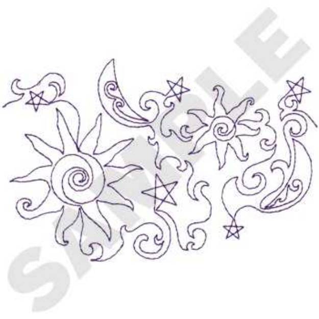 Picture of Celestial Outline Machine Embroidery Design